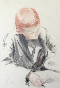 Mladý znalec (červená a černá křída na papíře) od Paul Cesar Helleu
