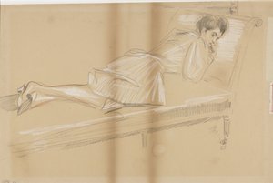 Žena leží vpřed na pohovce od Paul Cesar Helleu