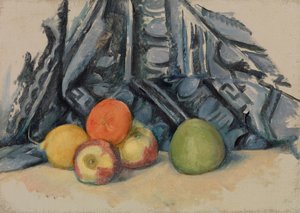 Jablka a látky od Paul Cézanne