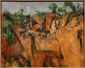 Lom Bibemus Carrieres kamenů Bibemus mezi Aix en Provence a Montagne Sainte Victoire. Obraz Paula Cezanna (1839-1906) 1895 Essen. Muzeum Folkwang – lom Bibemus. Kamenolom Bibemus mezi Aix en Provence a Sainte Victoire od Paul Cézanne