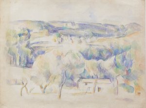 Dům a háj, kolem roku 1890 (tužka a akvarel na papíře) od Paul Cézanne