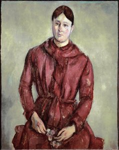 Portrét madame Cezanne v červených šatech (olej na plátně, kolem roku 1890) od Paul Cézanne
