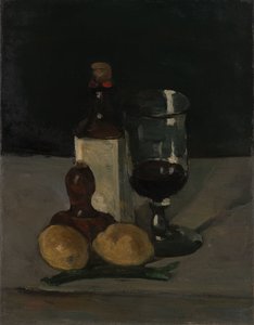 Zátiší s lahví, sklenicí a citrony od Paul Cézanne
