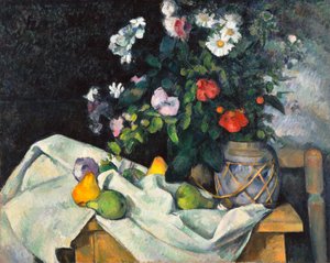 Zátiší s květinami a ovocem od Paul Cézanne