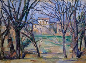 Stromy a domy od Paul Cézanne