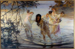 Happy ebats Mladé ženy zaokrouhlování ve vodě. Obraz Paula Chabase (1869-1937) 1899 Nantes, Museum of Fine Arts