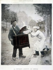 Hudba zjemňuje mravy, malba Chocarne-Moreau, c. 1900