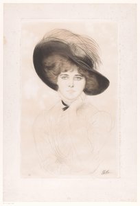 Portrét neznámé ženy s kloboukem od Paul César Helleu (signed by artist)