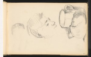 Hlava, pohár a rohlík od Paul Cézanne