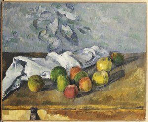 Jablka a ubrousek od Paul Cézanne