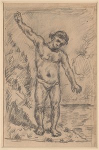 Koupající se s nataženýma rukama (recto); studie stromu (verso) od Paul Cézanne
