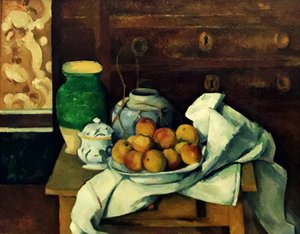 Francouzština:  Nature morte à la commode Zátiší s prádelníkem od Paul Cézanne