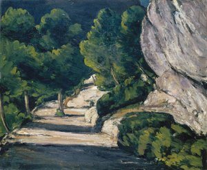 Krajina. Silnice se stromy ve Skalistých horách od Paul Cézanne