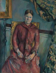 Madame Cézanne Hortense Fiquet, 1850-1922 v červených šatech, 1888-90. od Paul Cézanne