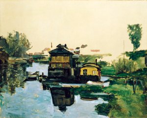 Plovoucí domy na řece od Paul Cézanne