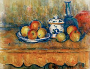 Jablka, karafa a cukřenka od Paul Cézanne