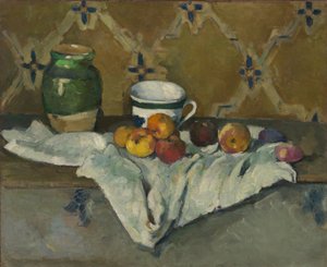Zátiší se sklenicí, pohárem a jablky, kolem roku 1877