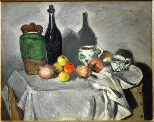 Zátiší (ovoce a pokrmy) od Paul Cézanne
