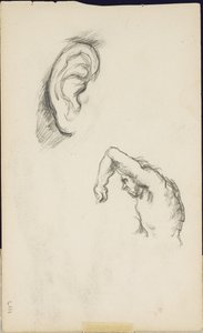Studie podle Lucy Signorelliho: ucho a postava muže, c.1877-80 od Paul Cézanne