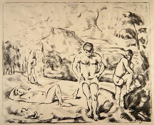 The Bathers, kolem roku 1898 (litho) od Paul Cézanne