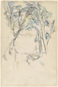 Stromy naklánějící se nad skalami, c. 1892. od Paul Cézanne