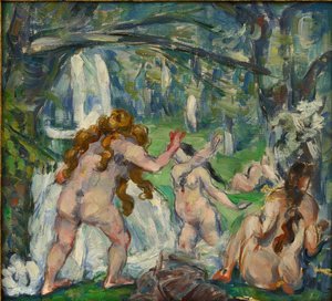 ""Tři lazebníci"" Obraz Paula Cezanna (1839-1906) 1875 Olej na plátně - rozměr 30,5x33cm Soukromá sbírka od Paul Cézanne