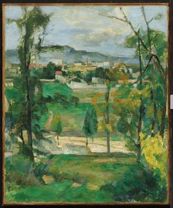 Vesnice za stromy, Île-de-France, kolem roku 1879 od Paul Cézanne