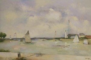 Vjezd do přístavu Honfleur (panel) od Paul Elie Gernez