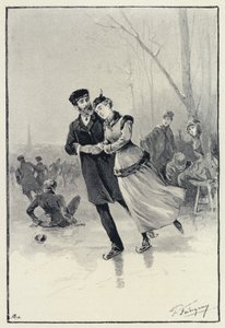 Ilustrace pro Anna Karenina: Levin a Kitty na ledě (litho)