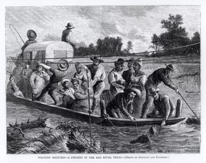 Western Sketches, Freshet in the Red River, Texas, ilustrace z 