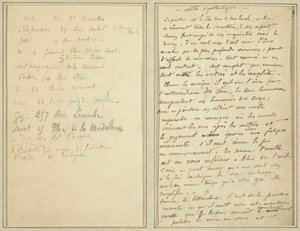 Seznam adres; Rukopisná stránka [recto] od Paul Gauguin