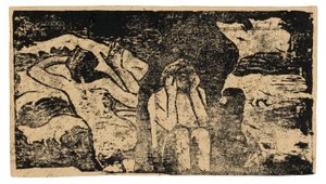 U Černých skal, ze sady pozdních dřevotisků od Paul Gauguin