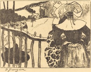 Bretonské ženy vedle plotu od Paul Gauguin