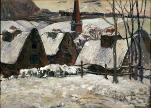 Bretonská vesnice pod sněhem (olej na plátně od Paul Gauguin