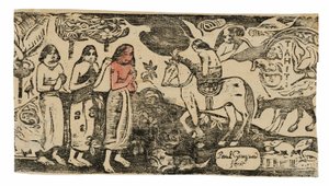 Změna bydliště, ze Suite pozdních dřevotisků od Paul Gauguin