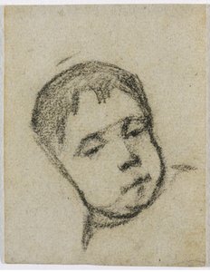 Emil Gauguin jako dítě, hlava na polštáři od Paul Gauguin