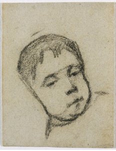 Emil Gauguin jako dítě, Hlava na polštáři, asi 1875-76 (černá pastelka) od Paul Gauguin