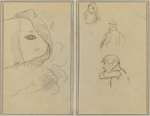 Oko a část obličeje; Bretaňka a dva muži [recto] od Paul Gauguin