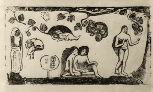 Ženy, zvířata a listí od Paul Gauguin