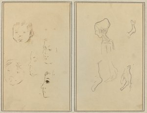 Pět studií hlav; Chlapec v profilu se studiem rukou a nohou [verso] od Paul Gauguin