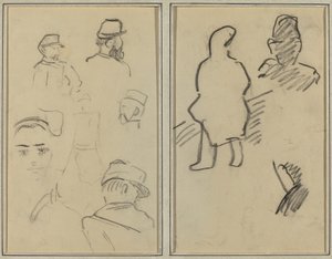 Pět studií vojáků a ženská tvář; Dvě figury [recto] od Paul Gauguin