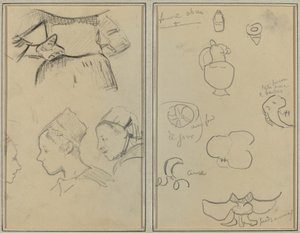 Čtyři studie bretaňských žen; Tvary a vázy [verso] od Paul Gauguin