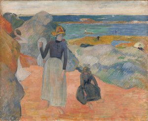 Francouzština:  Sur la plage en Bretagne Na pláži od Paul Gauguin