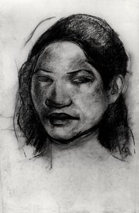 Hlava Tahiťana (uhlí na papíře) od Paul Gauguin