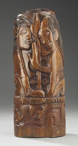 Hina a Fatu, kolem roku 1892 (tamanu dřevo) od Paul Gauguin