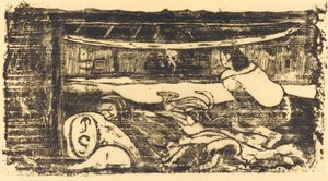 Interiér chaty Interieur de case, v roce 1895 nebo později. od Paul Gauguin