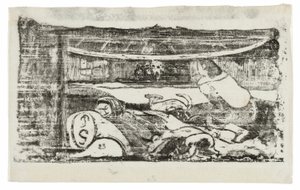 Interiér tahitské chýše, ze Suite of Late Wood-Block Prints od Paul Gauguin