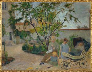 Jardin a Vaugirard, ou La Famille du peintre dans le de jardin la rue Carcel (olej na plátně) od Paul Gauguin