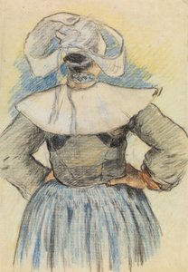 La Bretonne, Pont-Aven c.1886 (křída na papíře) od Paul Gauguin