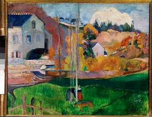 Krajina v Bretani, mlýn David (olej na plátně od Paul Gauguin